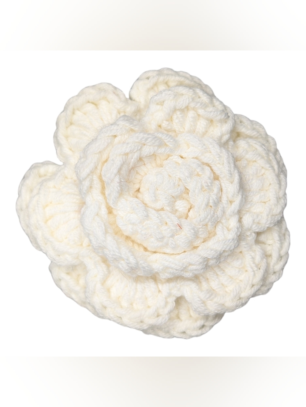 Vintage Handmade White Crocheted Flower Pin